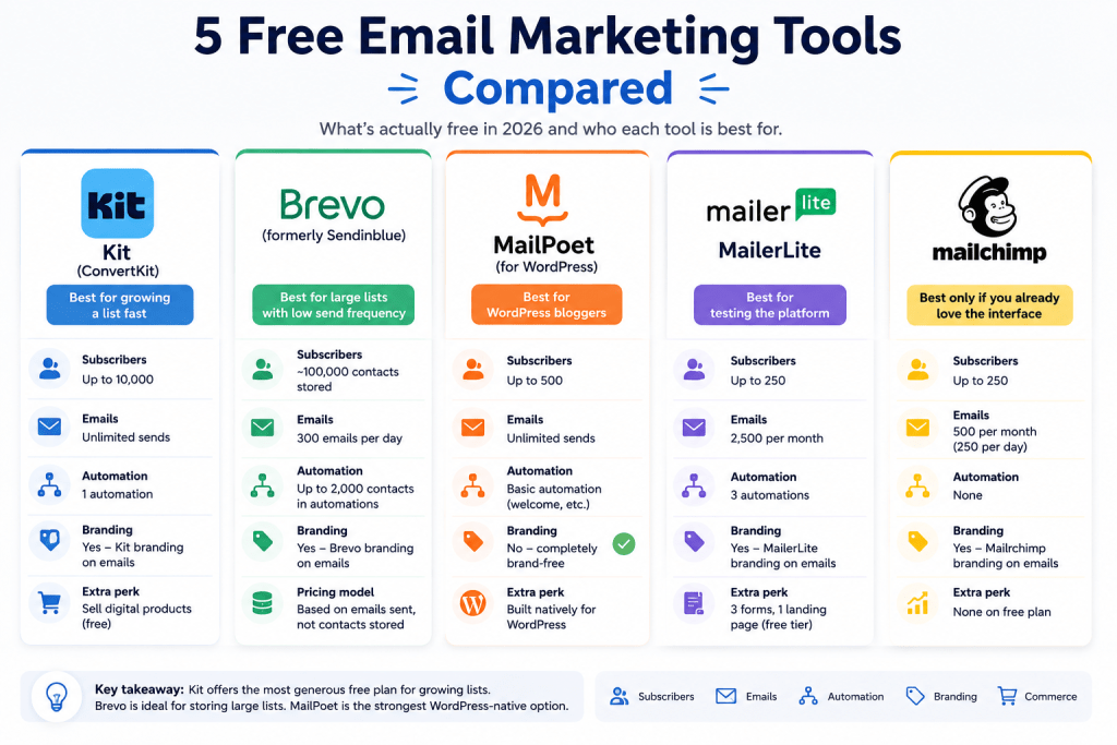 Best Free Email Marketing Tools Compared