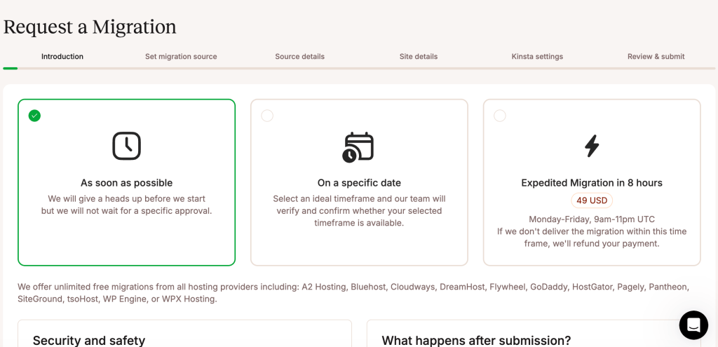 Kinsta's Migration Service