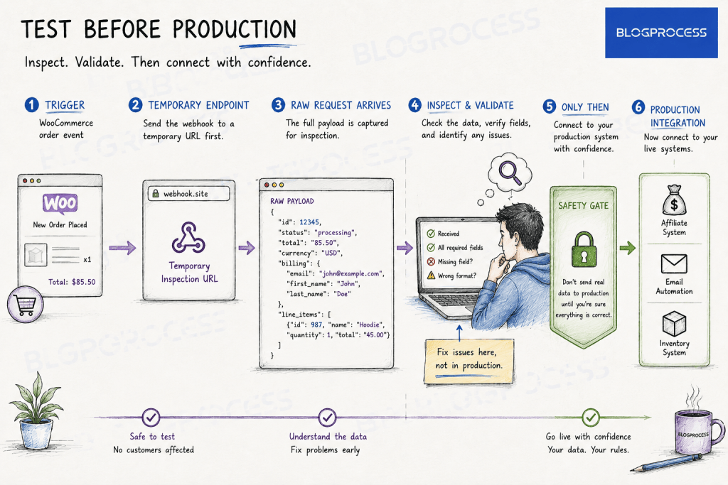Test Before Production Webhook Safety Flow